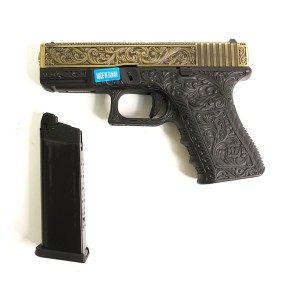 Страйкбольный пистолет WE Glock-19 Gen.3 Bronze, с гравировкой WE-G003BOX-FP